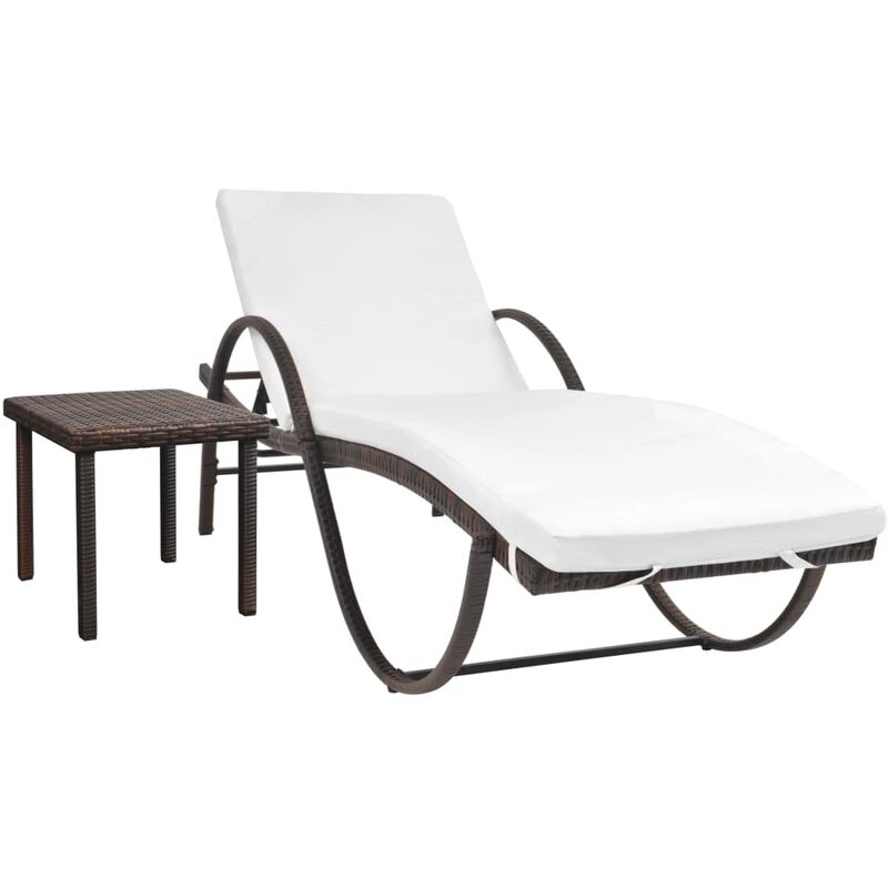 

Rogal Home&Deco Tumbona de jardín con cojín y mesita ratán sintético marrón