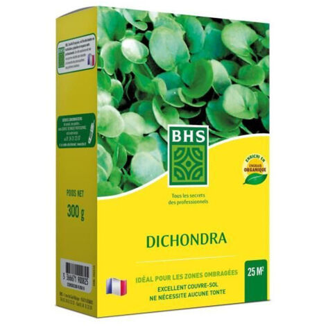 BHS DIC300 | 300g | 25 m² | Dichondra  | Climats doux | Semences enrichies en engrais organique pour une implantation rapide et homogène | Espèce à petites feuilles arrondies
