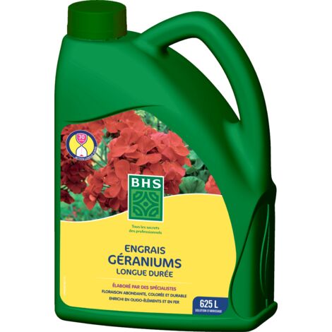 BHS EGE2 Engrais Geraniums  2,5L Soit 625 L Forte concentration en potasse Développement floral optimal Fabriqué en France