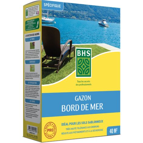 BHS GBM1 1kg 40 m² Gazon Bord De Mer  Grande résistance au vent à la sécheresse et aux conditions salines Bon comportement estival Esthétique et résistance générale