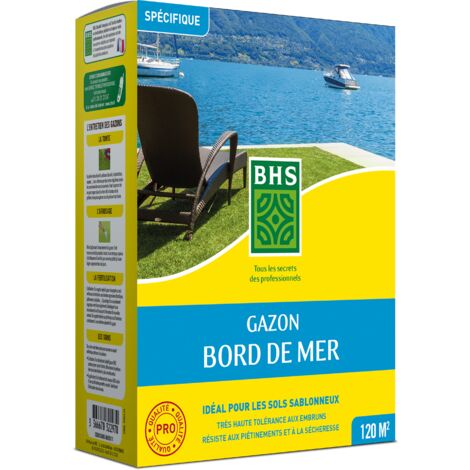 BHS GBM3 3kg 120 m² Gazon Bord De Mer  Grande résistance au vent à la sécheresse et aux conditions salines Bon comportement estival Esthétique et résistance générale
