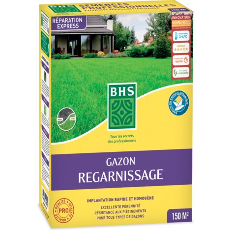 BHS GRP3 3kg 150 m² Semence Gazon Regarnissage et Engrais   Gazon Plus résistant et Mieux protégé Rapide et Durable Tous Types de Terrain et Climats 479