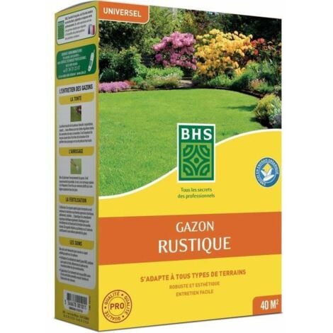 BHS GRU1 | 1kg | 40m² | Gazon Rustique plus résistant et mieux protégé | Rapide et Durable | Tous Types de Terrain et Climats