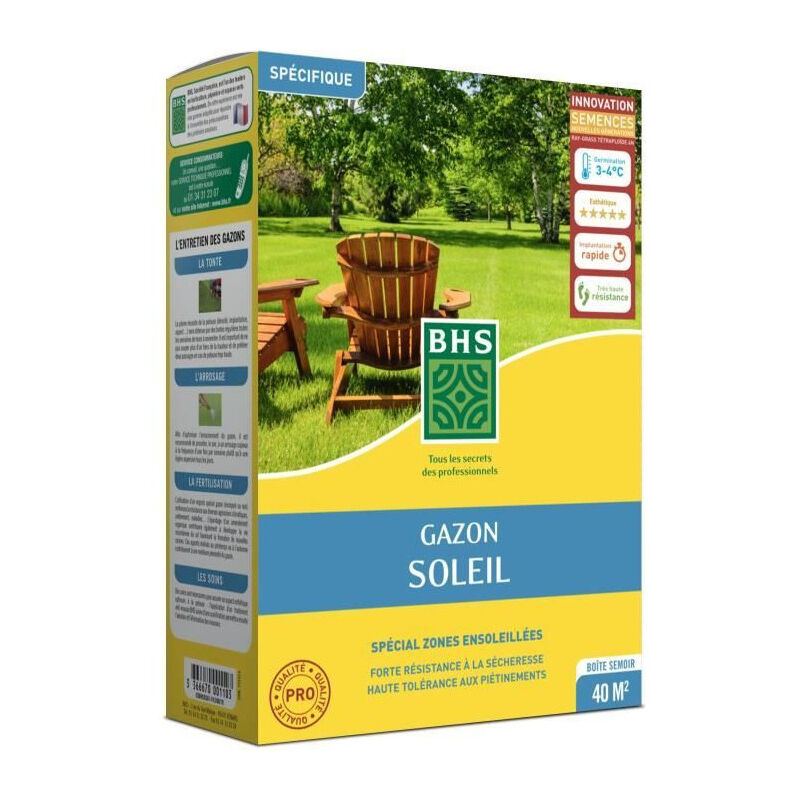 BHS - Gazon Gazon Soleil 1kg Résistant au climat méditerranéen et a la sécheresse