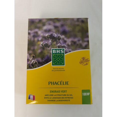 BHS Semences de Phacélie - Engrais Vert - Améliore le sol, réduit les nitrates, favorise la biodiversité - Couvre 100 m² - Origine Française - 100% Naturel - Voir photos pour détails - NEUF