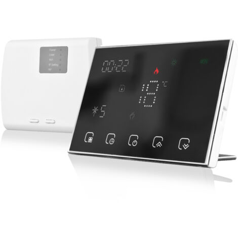 BHT-8000RF-GCW Smart Wi-Fi Thermostat Programmable Thermostat Récepteur + Panneau d'affichage Compatible avec Alexa/Google Home Noir Chaudière à gaz Chauffage (sans batterie).
