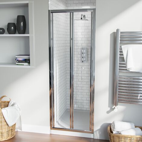 Bi-Fold Folding 700 mm Glass Door with Frameless 800 mm Side Panel