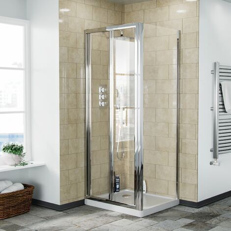 Bi-Fold Folding 760 mm Glass Door with Frameless 700 mm Side Panel