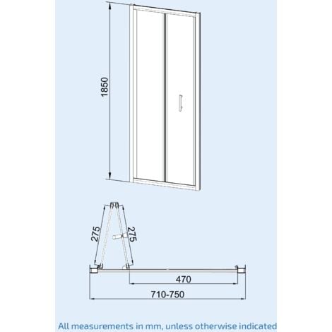Bi-Fold Folding 760 mm Glass Door with Frameless 760 mm Side Panel