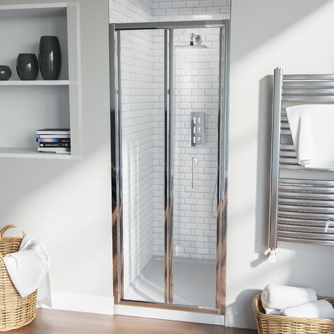 Bi-Fold Folding 760 mm Glass Door with Frameless 800 mm Side Panel