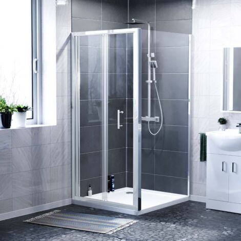 Bi-Fold Folding 800 mm Glass Door with Frameless 760 mm Side Panel