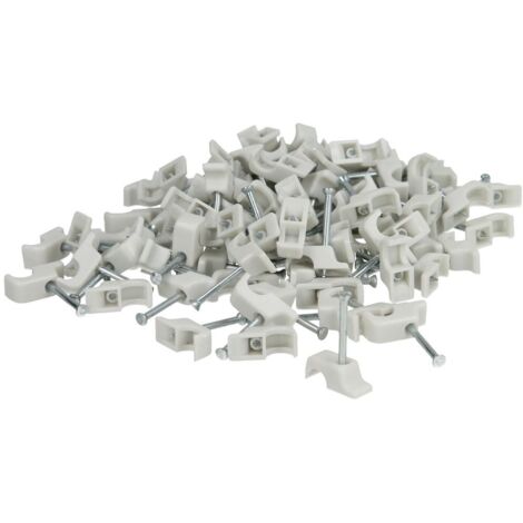 Bi-Rollenklemme mit 35 mm Stahlnagel für Durchmesser 7 - 11 mm hellgrau