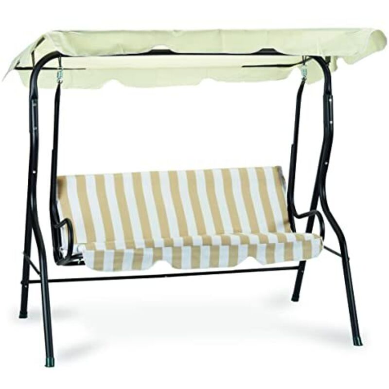 Garden Friend Dondolo In Acciaio 170x113x156h Cm 3 Posti Beige