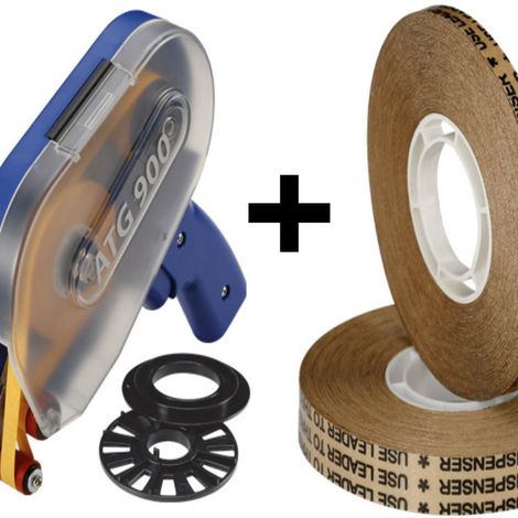 Biadesivo transfer tapes reverse (ATG system) ad alto spessore 0,13mm (con/senza dispenser ATG900) Packaging - 8 Rotoli: 19mm x 16,5M x 0,13mm + Dispenser ATG900
