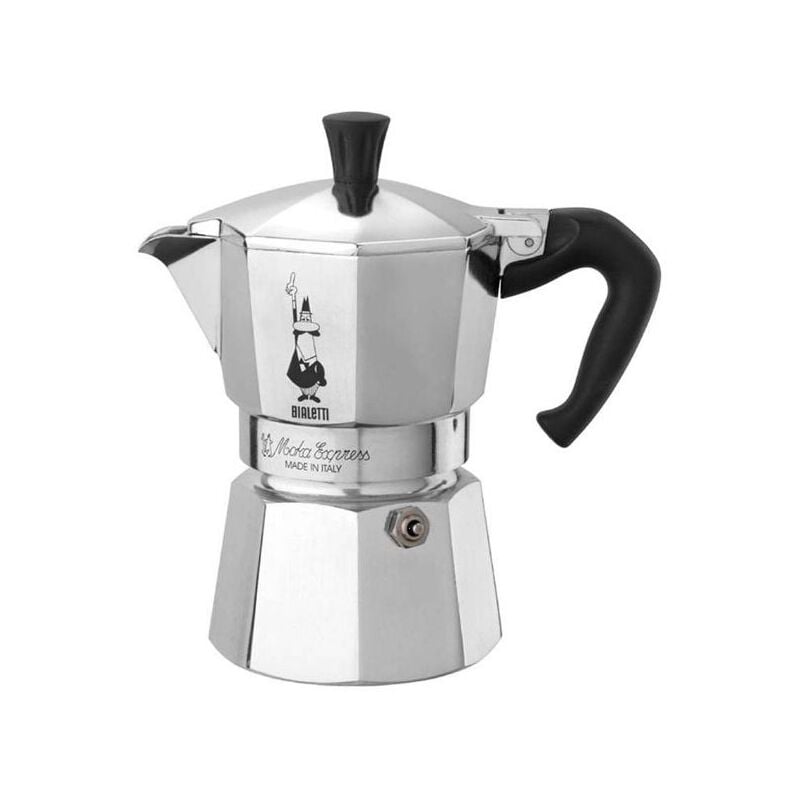 Moka express: la cafetière expresso iconique, le vrai café italien, cafetière moka 1 tasse (60 ml), aluminium, argent - Bialetti
