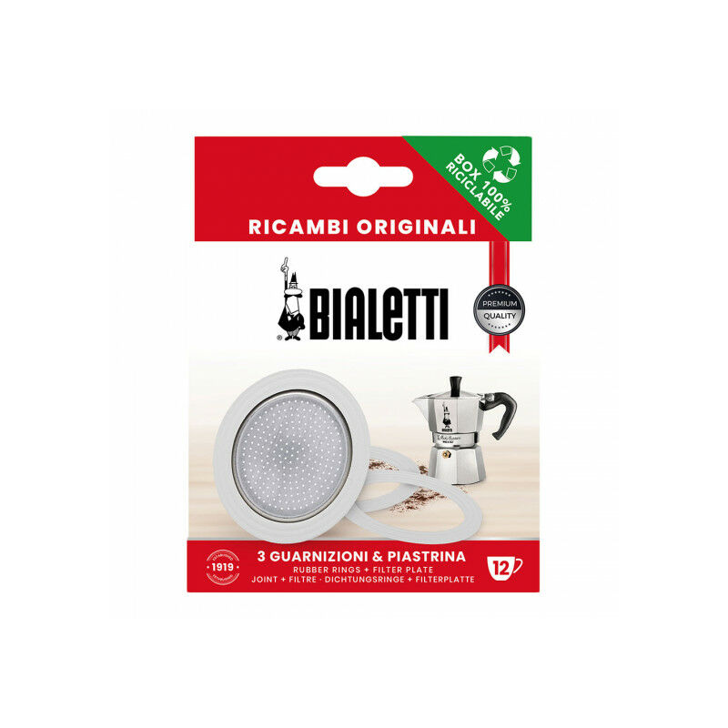 Bialetti - Gaskets and filter plate for alum. 12-cup moka pots