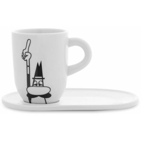 Bialetti Becher mit Untertasse, Kaffeetasse, Kaffee Tasse, Kaffeebecher, Porzellan, 340 ml, Y0TZ101
