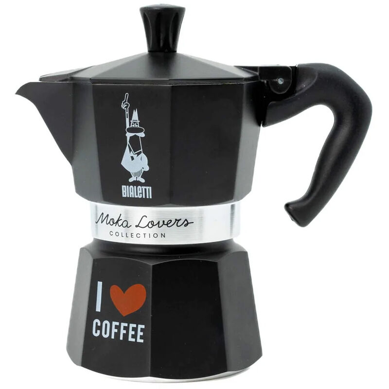 Cafetière Italienne Moka Express i love coffee 3 tasses noire - Bialetti