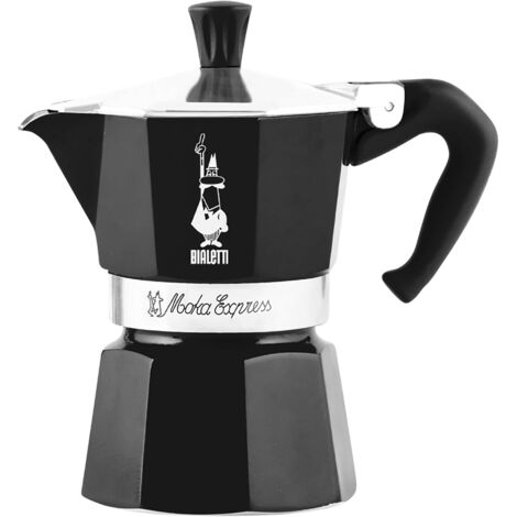 BIALETTI Espressokocher Moka Express Color 6 Tassen schwarz