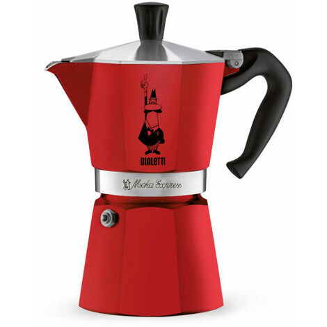 Bialetti Espressokocher Moka Express Color für 6 Tassen, Espresso, Espressokanne, Kaffeebereiter, Aluminium, Rot, 270 ml, 4943