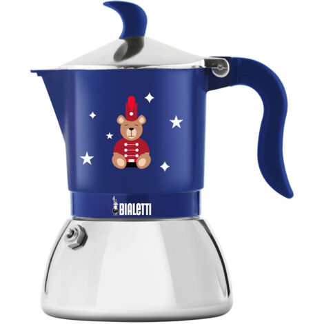 BIALETTI Macchina Da Caffè Induzione Fiammetta Blu Orsetti 2 Tazze