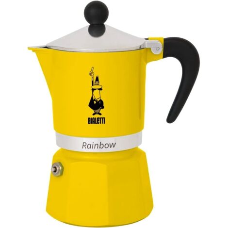 Bialetti Rainbow Italienische Espresso-Kaffeemaschine, 6 Tassen, Aluminium, gelb