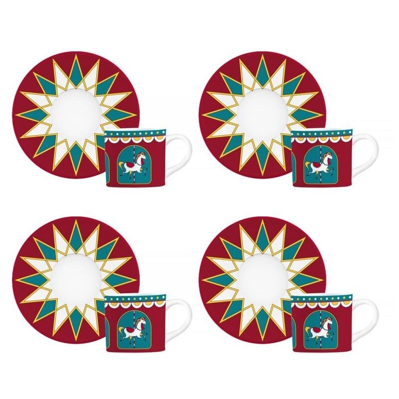 Bialetti - Ensemble de 4 tasses avec soucoupes Winter Wonderland