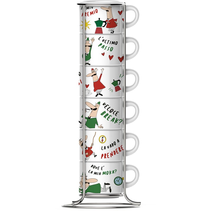Bialetti - Service à Expresso Italy avec 6 Tasses et Support