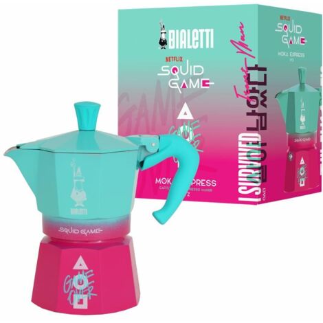 Bialetti Squid Game Cafetière à moka Vert, Rose, Blanc