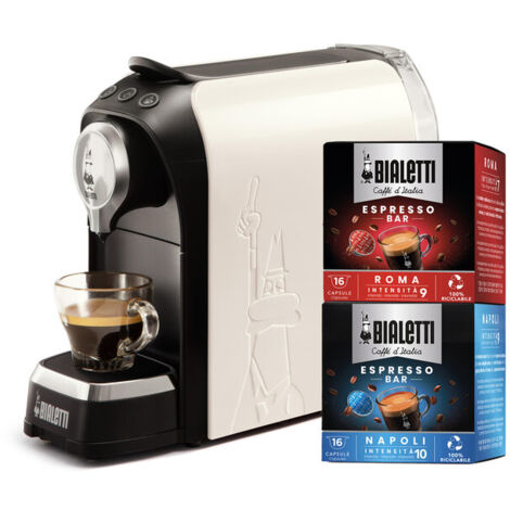 Bialetti Super Macchina da Caffè a Capsule Bundle Super Bianco + 32 caps