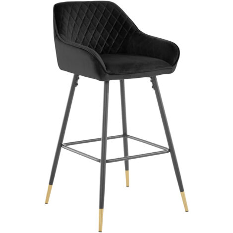 Bianca-Chaise de bar Velvet 1 Pack Noir