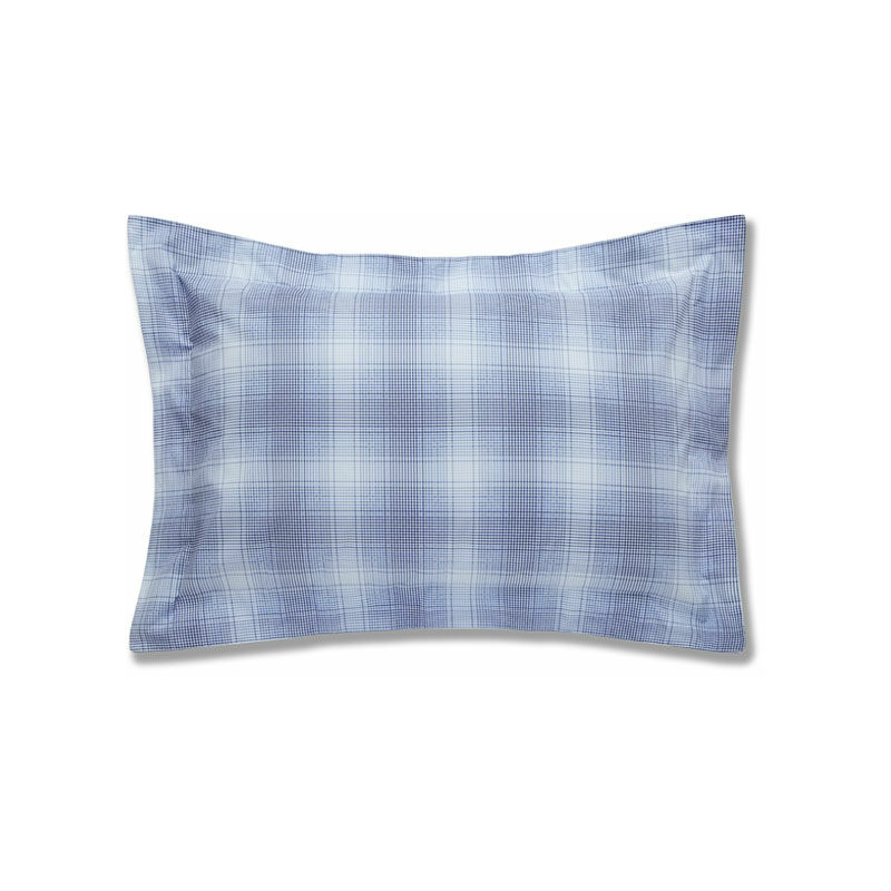 Cotton Soft Check 100% Cotton Print Oxford Pillowcase, Blue - Bianca