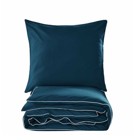 BIANCHERIA DA LETTO BASIC IN COTONE 160x200 MARINE