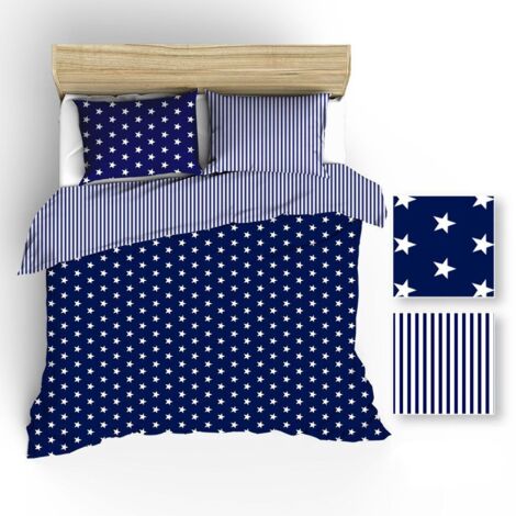 Biancheria da letto in cotone 90x120 R006 bianco blu navy stelle righe 51N 52N
