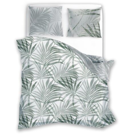 Biancheria da letto in raso 160x200 Milagro Foglie Fiori Menta