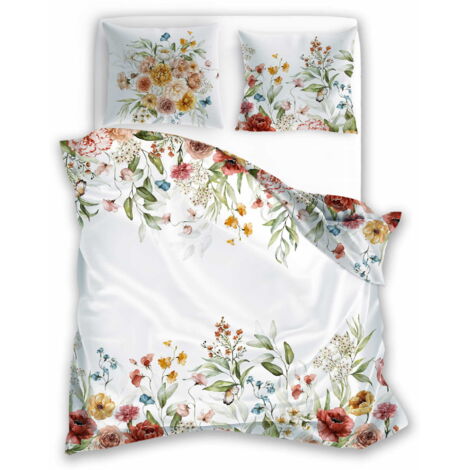 Biancheria da letto in raso 160x200 stampata digitalmente Nobile Flowers