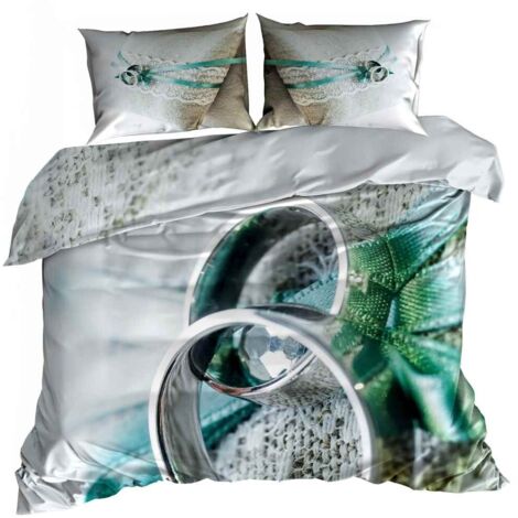 Biancheria da letto in raso di cotone 3D 160x200cm FEDI NUZIALI