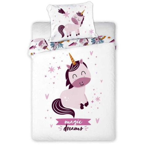 Biancheria da letto per bambini 100x135 Magic Unicorn peluche