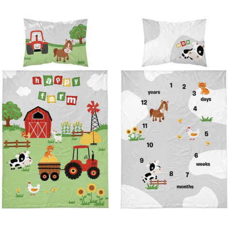 Biancheria da letto per bambini 100x135 Tractor Farm COTONE