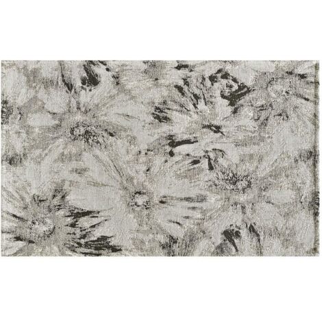 BIANCHERIAWEB Tappeto Salotto Velour Retro Antiscivolo Fantasia Moderna Floreale Disegno Fior Di Loto Colore Argento by Suardi