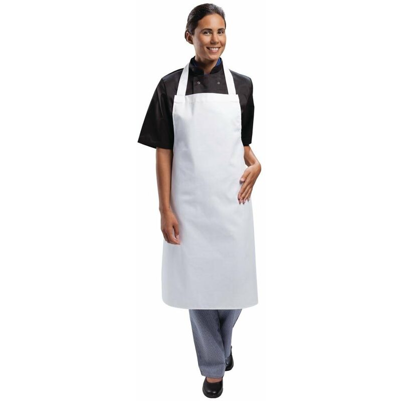 Image of Whites Chefs Clothing - bianchi abbigliamento cuochi grembiule in policotone bianco Kitchen catering Cooking Craft
