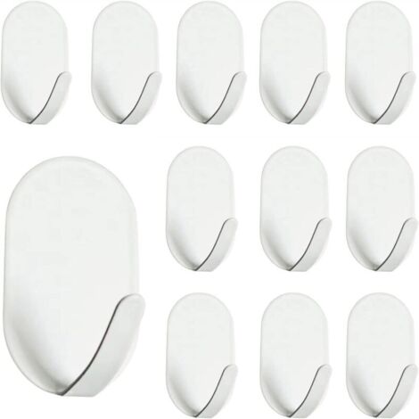 (Bianco) 15 ganci adesivi, ganci adesivi bianchi, ganci da parete per bagno, ganci autoadesivi con protezione antiruggine, senza foratura, ganci adesivi per parete