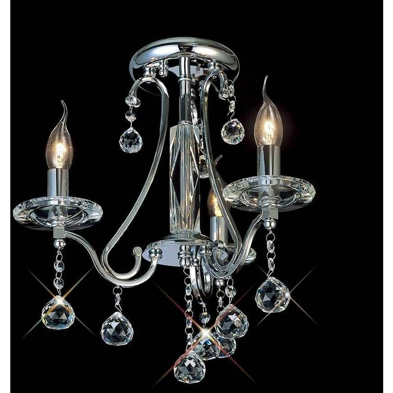 Bianco ceiling lamp 3 bulbs polished chrome / crystal