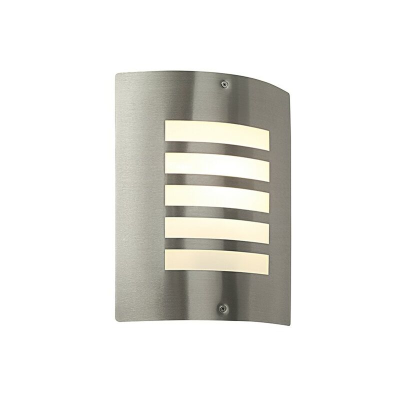 Bianco - Outdoor Wall Lamp IP44 60W Brushed Stainless Steel & Opal 1 Light Dimmable IP44 - E27 - Saxby Lighting