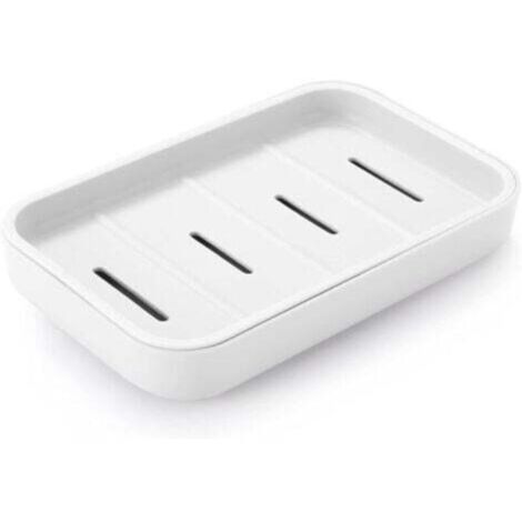 (Bianco) Portasapone da bagno con scolapiatti, salvasapone per la doccia, facile da pulire, asciugare, impedisce al sapone di formare schiuma