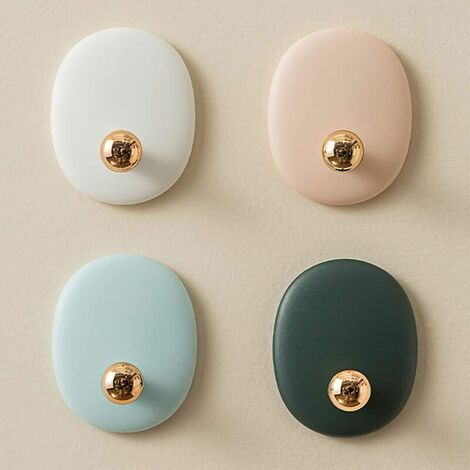 (Bianco, Rosa, Blu, Verde, Confezione da 4) Ganci autoadesivi da parete per appendere chiavi, asciugamani, cappelli, cappelli, sciarpe, ganci decorativi, ganci adesivi per porta del bagno, cucina