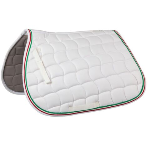 Bianco - Sottosella da salto in cotone  con cordone tricolore