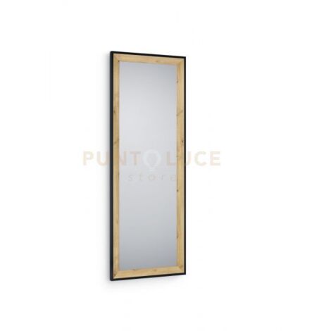 BIANKA SPECCHIO DA PARETE CON CORNICE SFACCETTATA CON GANCI X INSTALLAZIONE ORIZZONTALE E VERTICALE 50X150CM COLORE QUERCIA
