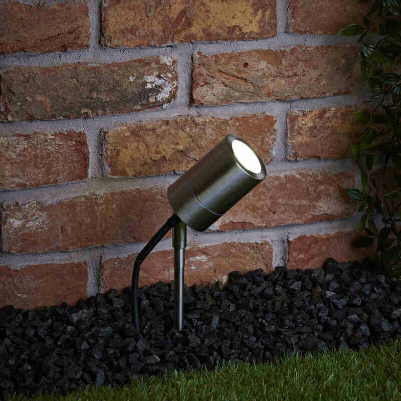 Silver Garden Path Outdoor Ground Adjustable Spike Spotlight IP44 GU10 - Biard