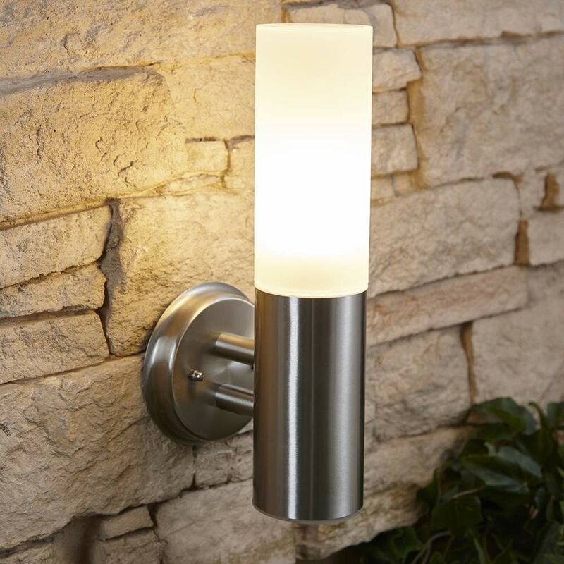 Stainless Steel Glass Wall Light - IP44 Outdoor Garden Patio Porch Outside - Biard